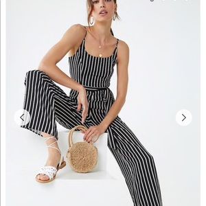 Striped black and white jumpsuit